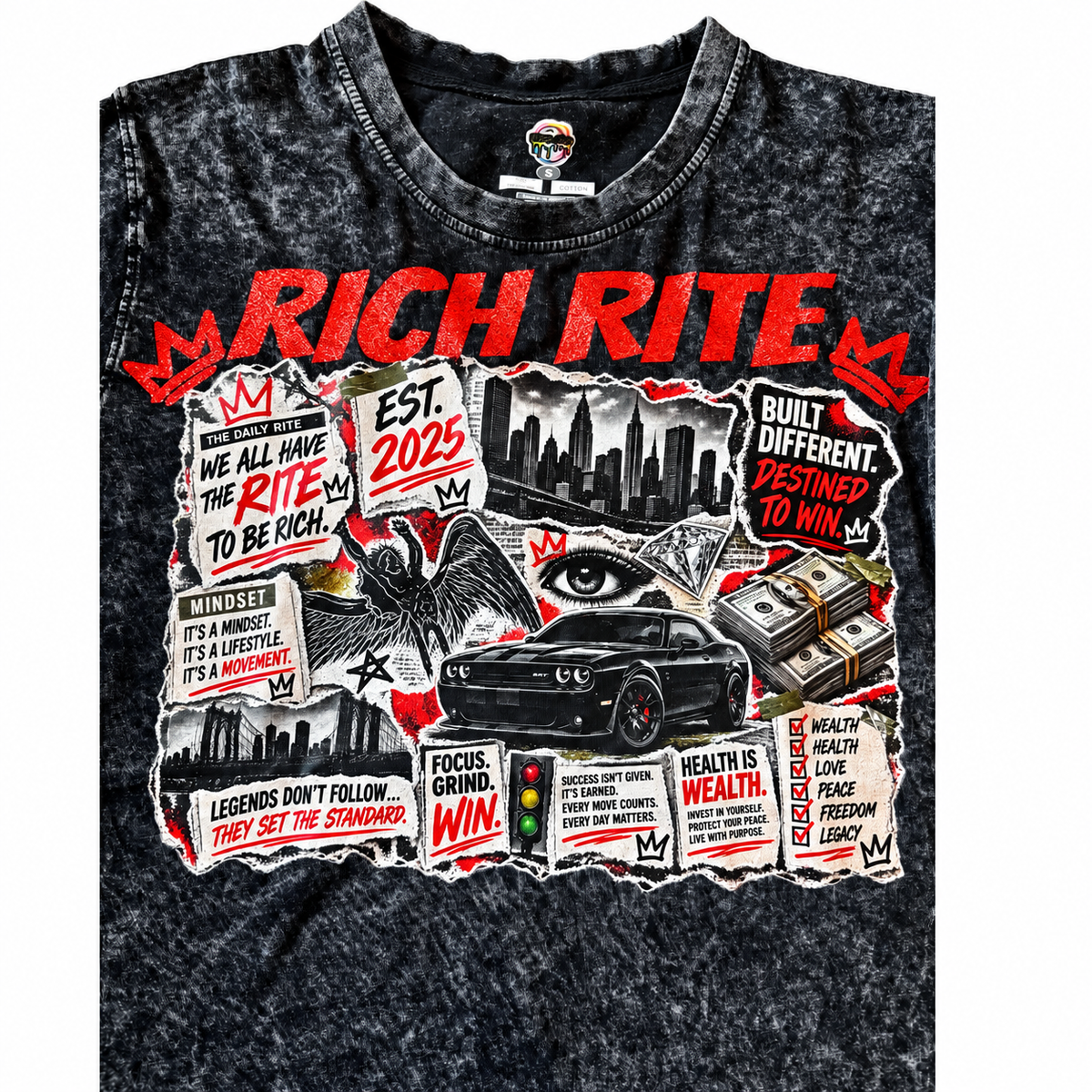Rich Rite Acid Wash Unisex T-Shirt
