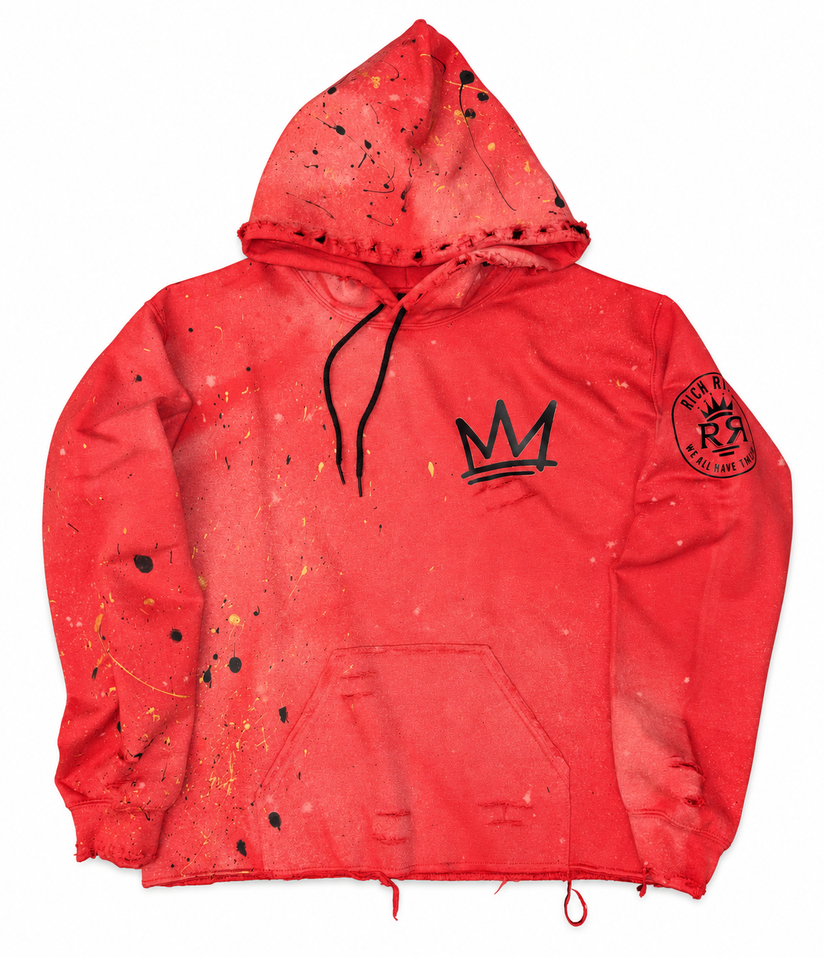 Rich Rite Distressed Paint-Splatter, bleached Front and Back Mona Lisa Unisex Hoodie