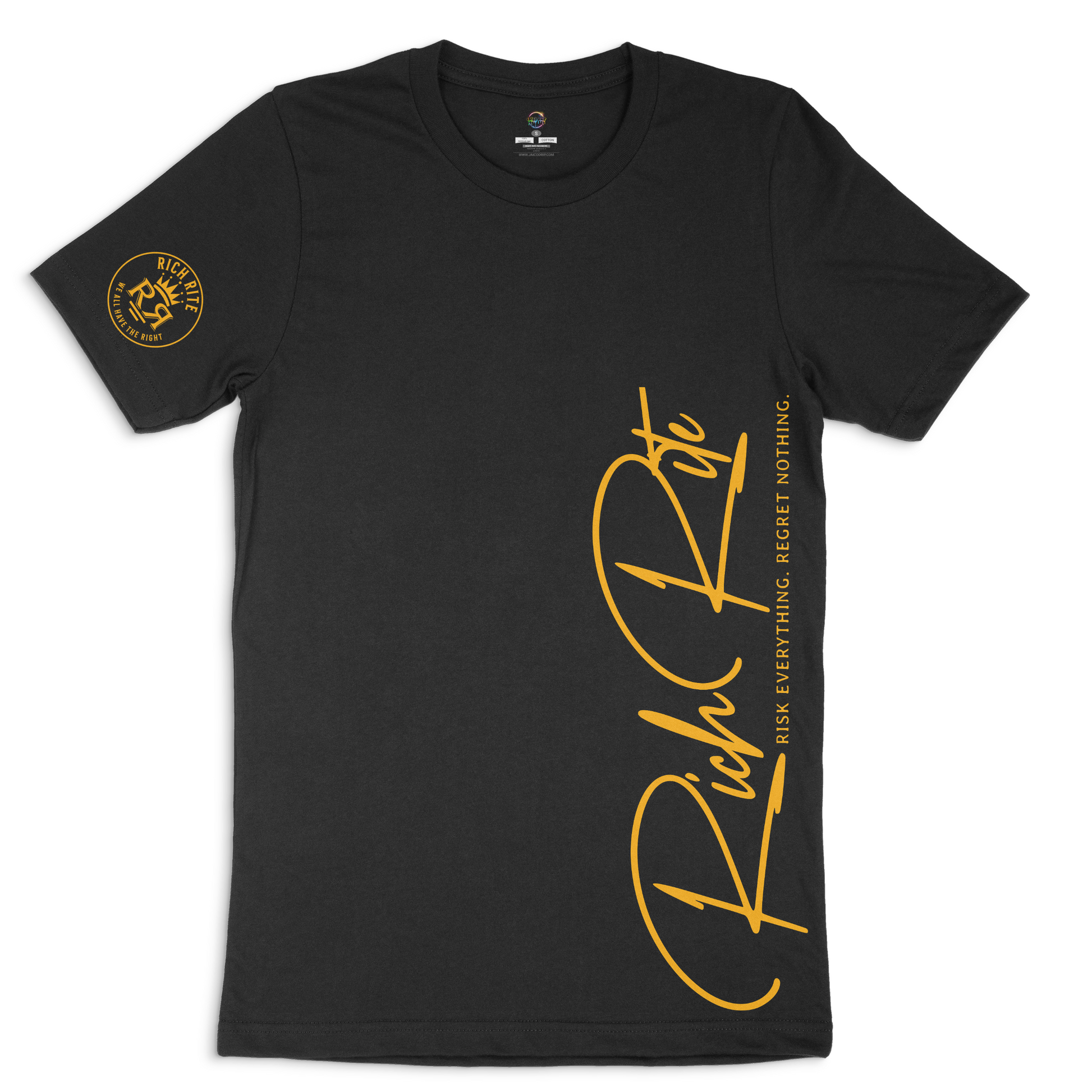 Rich Rite Risk Everything, Regret Nothing Double Sided Unisex T-shirt