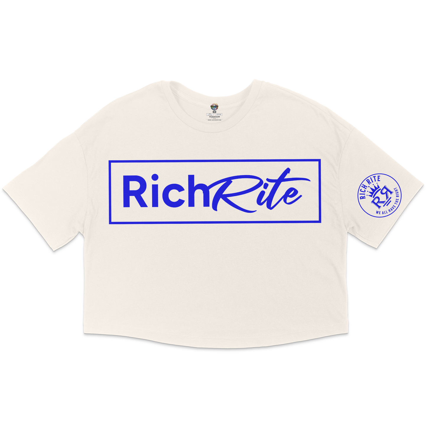 Rich Rite Blue Logo Jersey Cropped T-Shirt