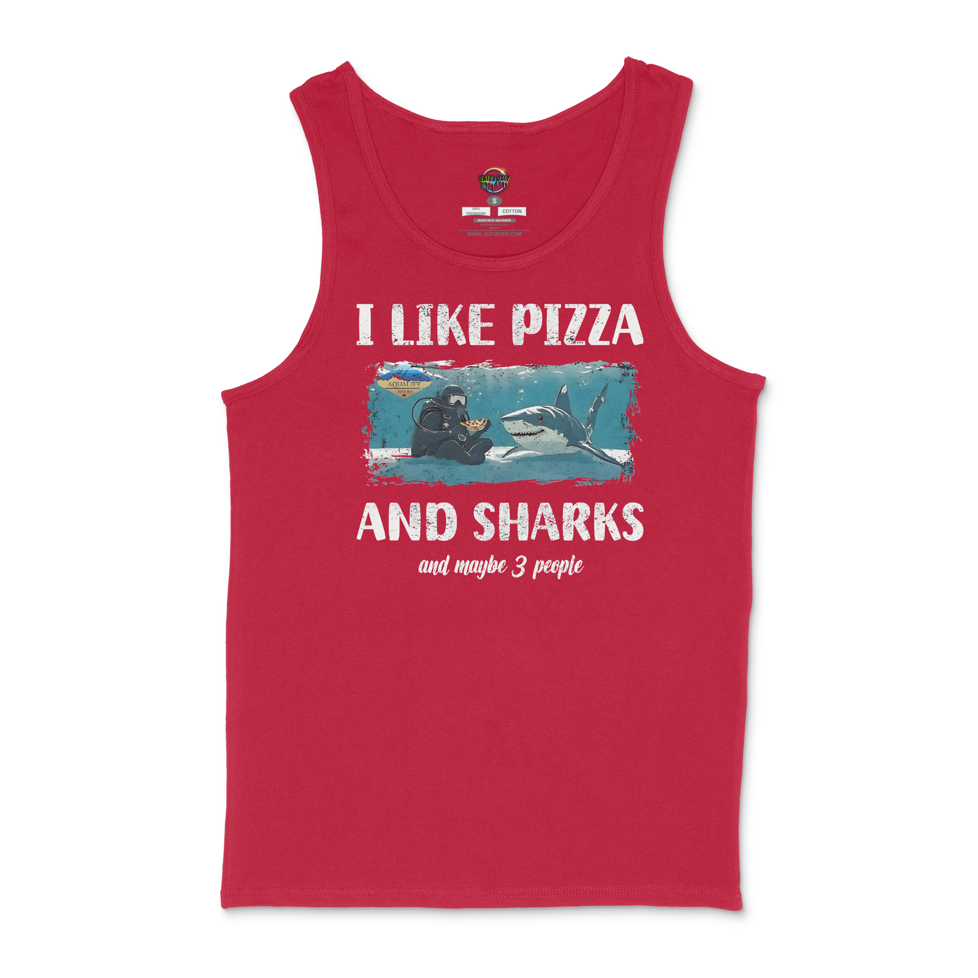 I Like Pizza abd Sharks AquaLife Divers Unisex Tank