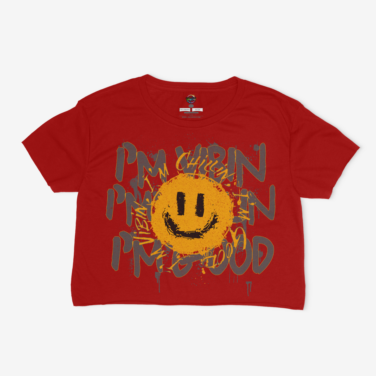 I'm Vibin, Chilin, Good Cropped Relaxed Fit Graphic T-Shirt