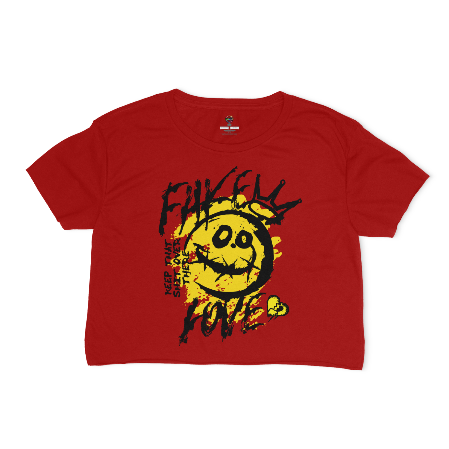 Fake Love Relaxed Fit Cropped Graphic T-shirt