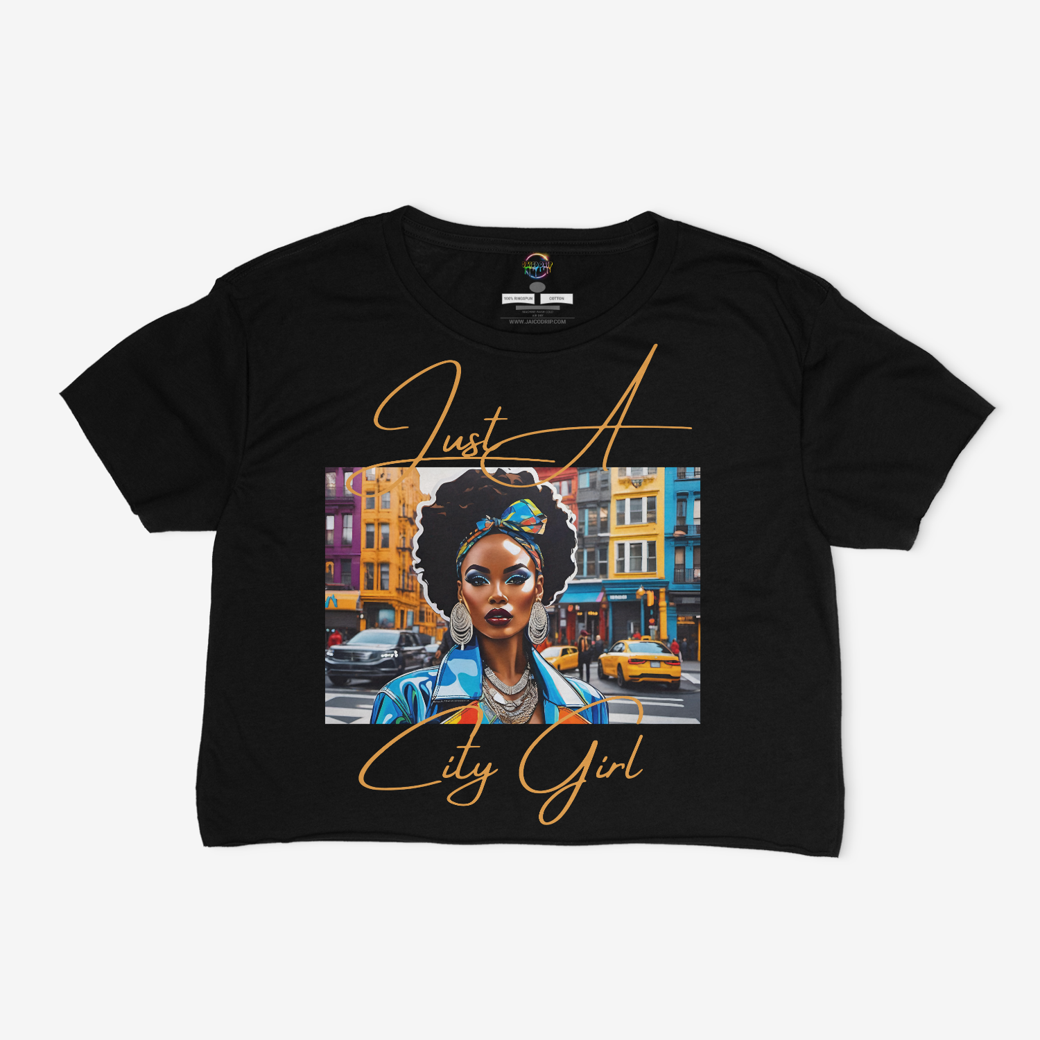 Just A City Girl Cropped Relaxed Fit Graphic T-shirt