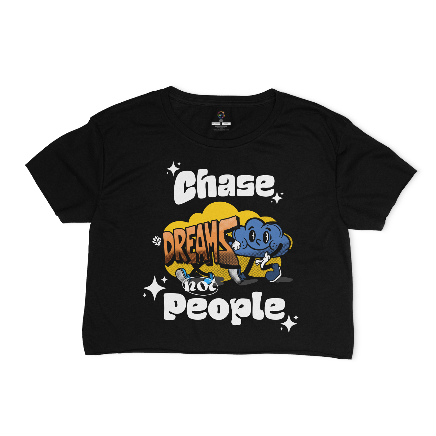 Chase Dreams Not People Relaxed Fit Cropped Graphic Tshirt