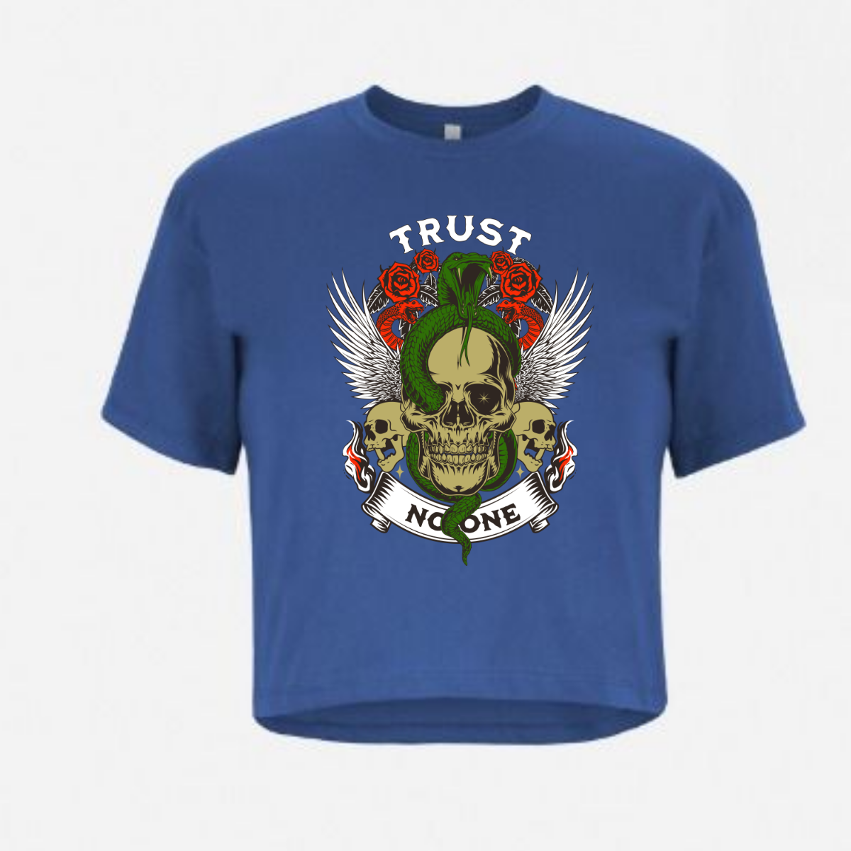 Trust No One Relaxed Fit Cropped Graphic T-shirt