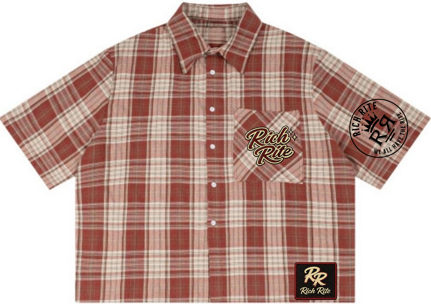 Rich Rite Button Up Plaid Unisex Short Sleeve Shirt. ***PLEASE ALLOW UP TO 2 WEEKS FOR DELIVERY FOR THIS ITEM***