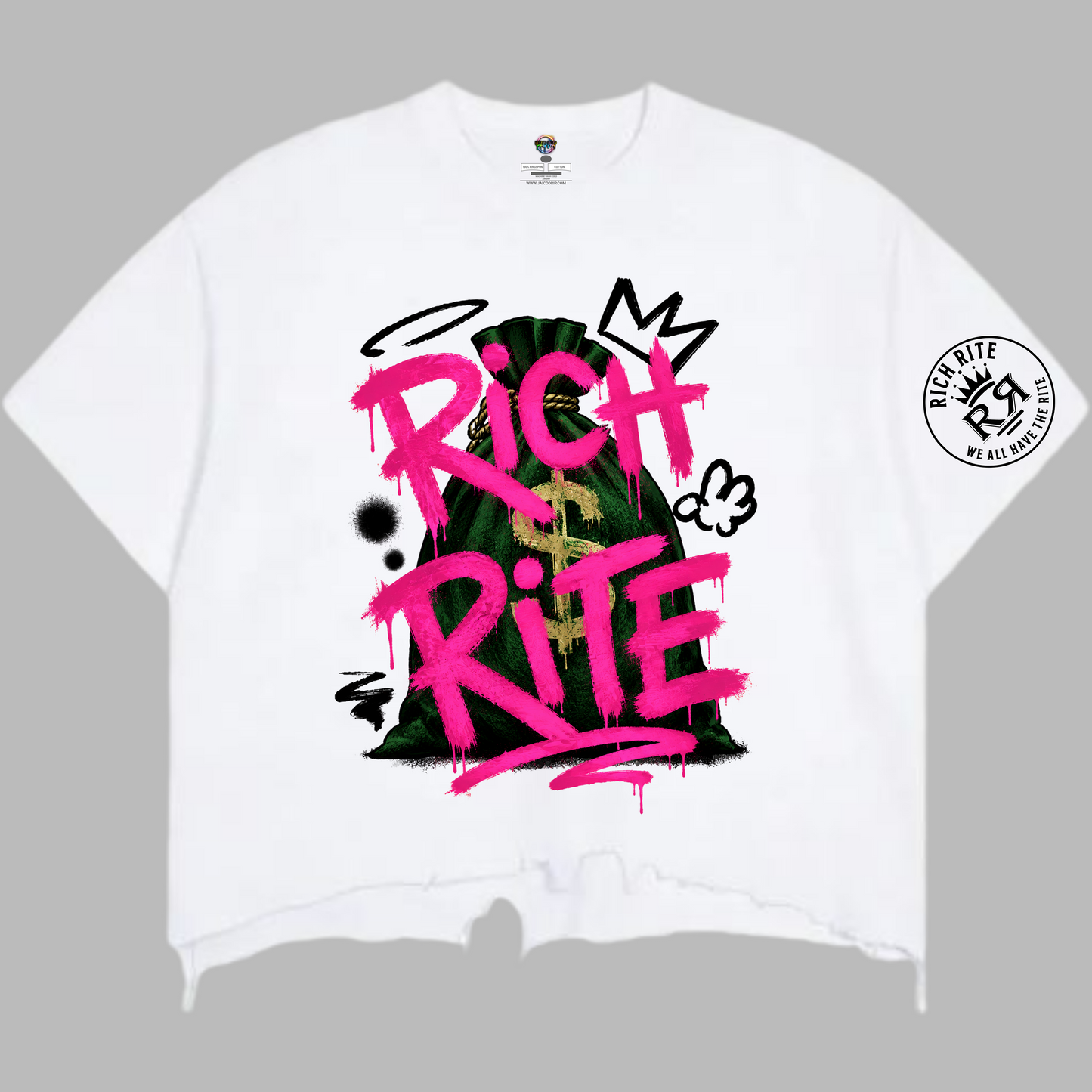 Rich Rite Vintage Wash Boxy Distressed Hem T-Shirt *** PRE-ORDER. PLEASE ALLOW UP TO TWO WEEKS FOR DELIVERY FOR THIS ITEM***