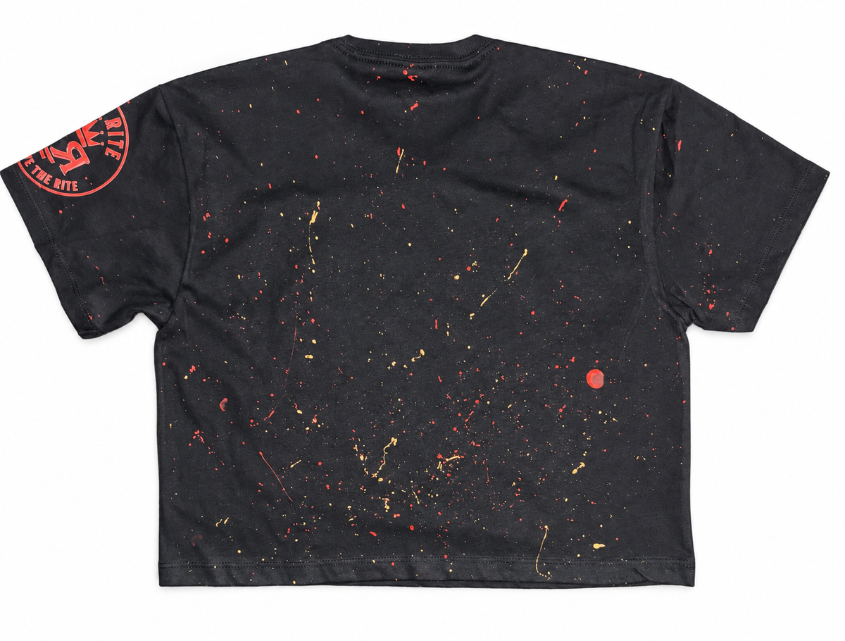 Rich Rite Mona Lisa Relaxed Fit Cropped Top with Paint Splatter
