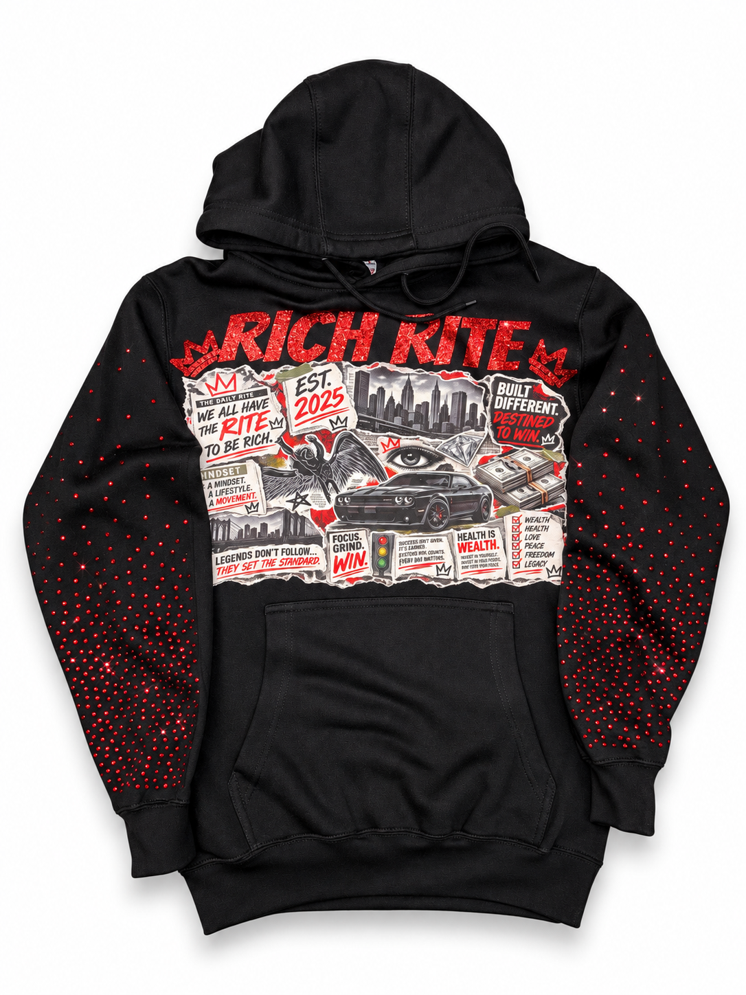 Rich Rite Rhinestone Graphic Unisex Hoodie