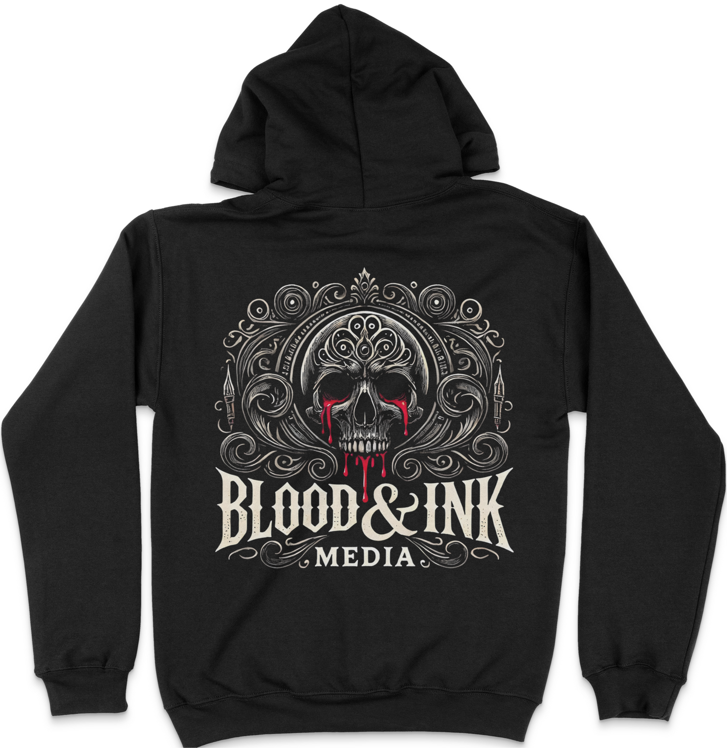 Blood and Ink Media Skull Front and Back Unisex Hoodie