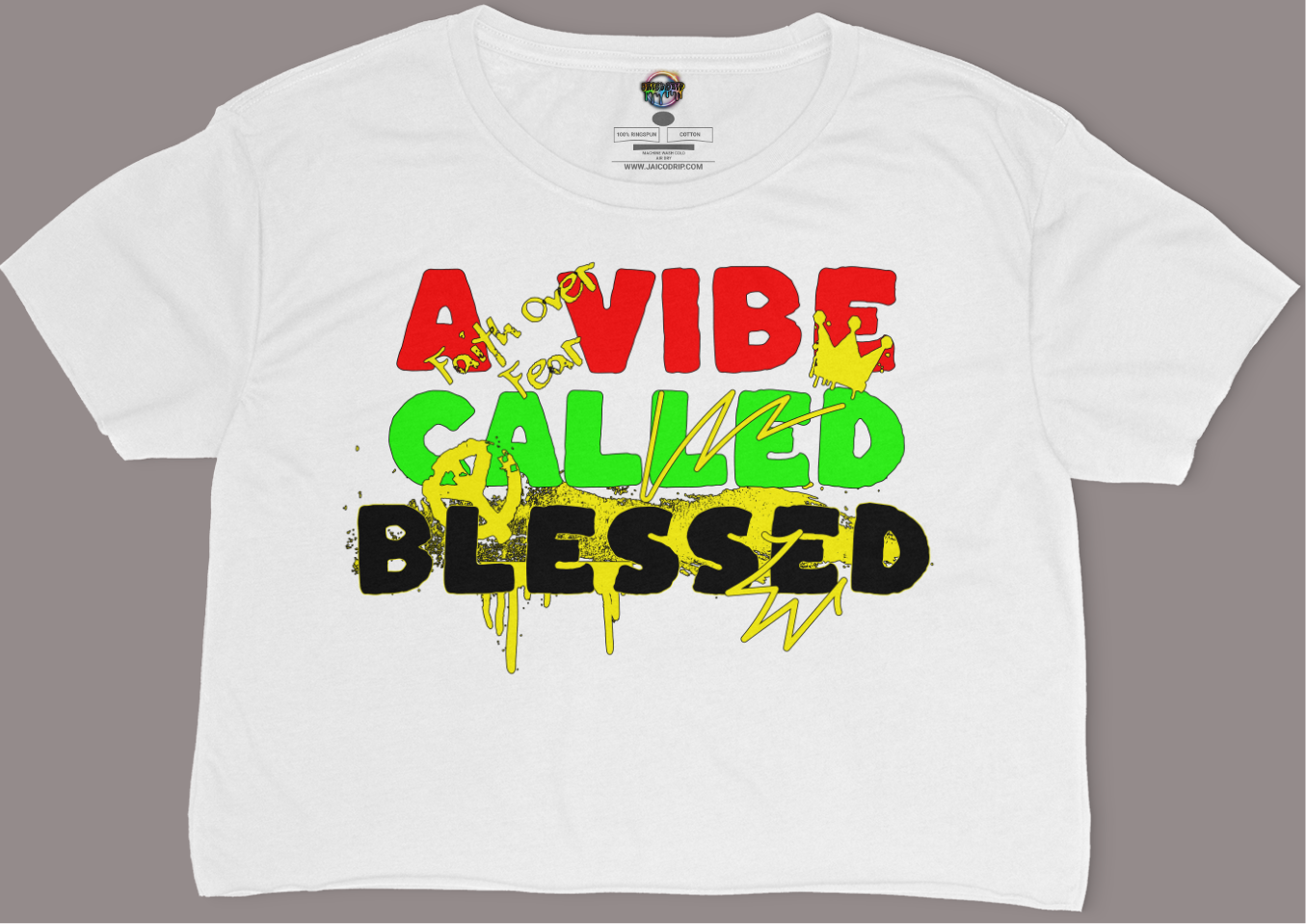 A Vibe Called Blessed Relaxed Fit Cropped Graphic T-shirt