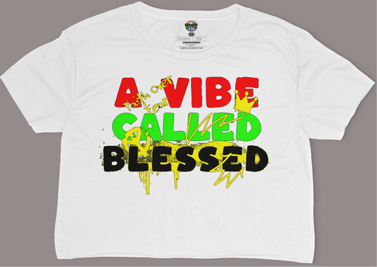 A Vibe Called Blessed Relaxed Fit Cropped Graphic T-shirt