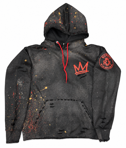 Rich Rite Distressed Paint-Splatter, bleached Front and Back Mona Lisa Unisex Hoodie