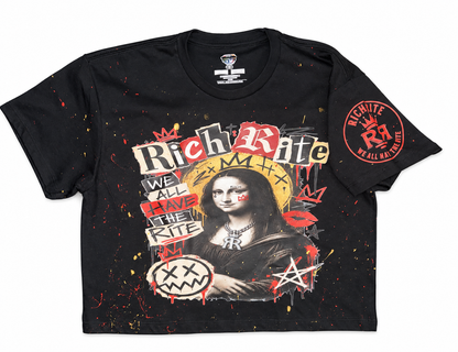 Rich Rite Mona Lisa Relaxed Fit Cropped Top with Paint Splatter