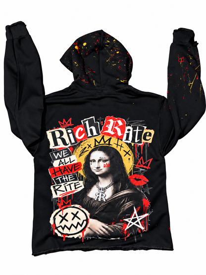 Rich Rite Distressed Paint-Splatter Front and Back Unisex Hoodie