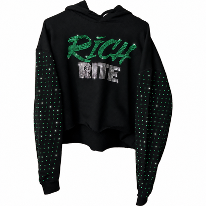 Rich Rite Rhinestone Cropped Hoodie