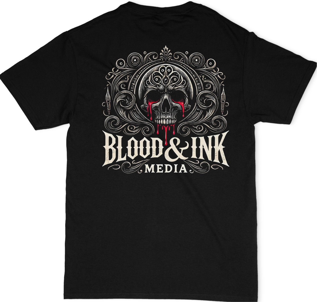 Blood and Ink Media Skull Front and Back Unisex T-Shirt