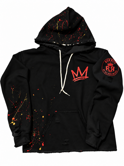 Rich Rite Distressed Paint-Splatter Front and Back Unisex Hoodie
