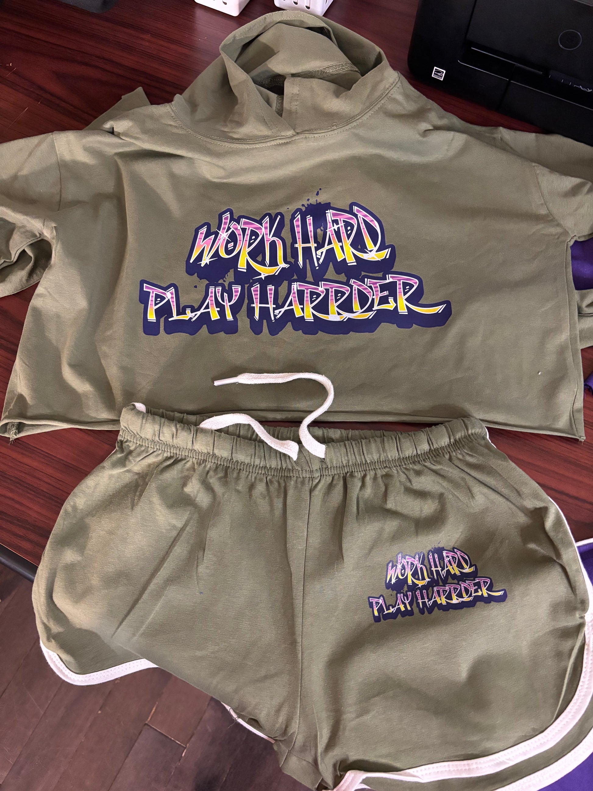 Work Hard, Play Harder Crop-Top Short Set