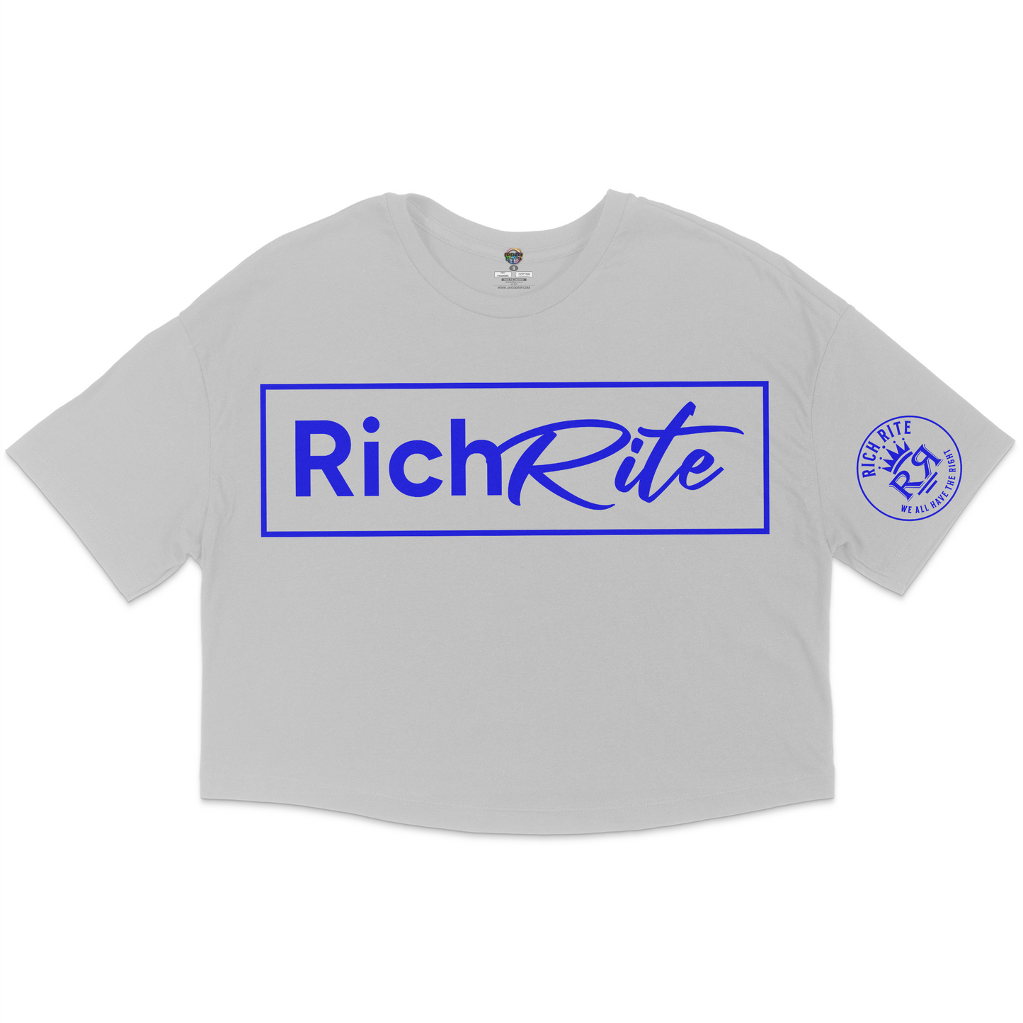 Rich Rite Blue Logo Jersey Cropped T-Shirt