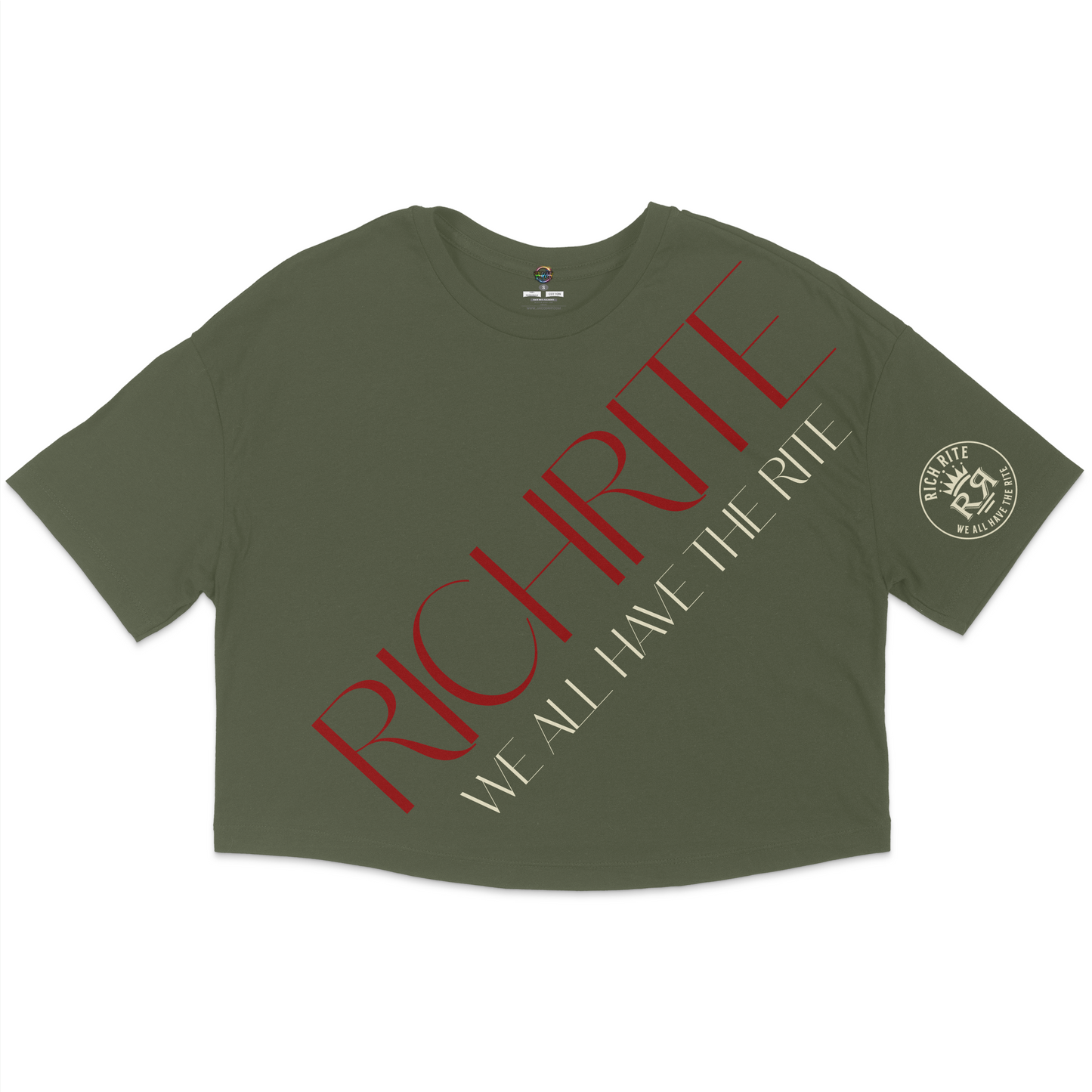 Rich Rite Burgundy Diagonal Jersey Cropped T-Shirt