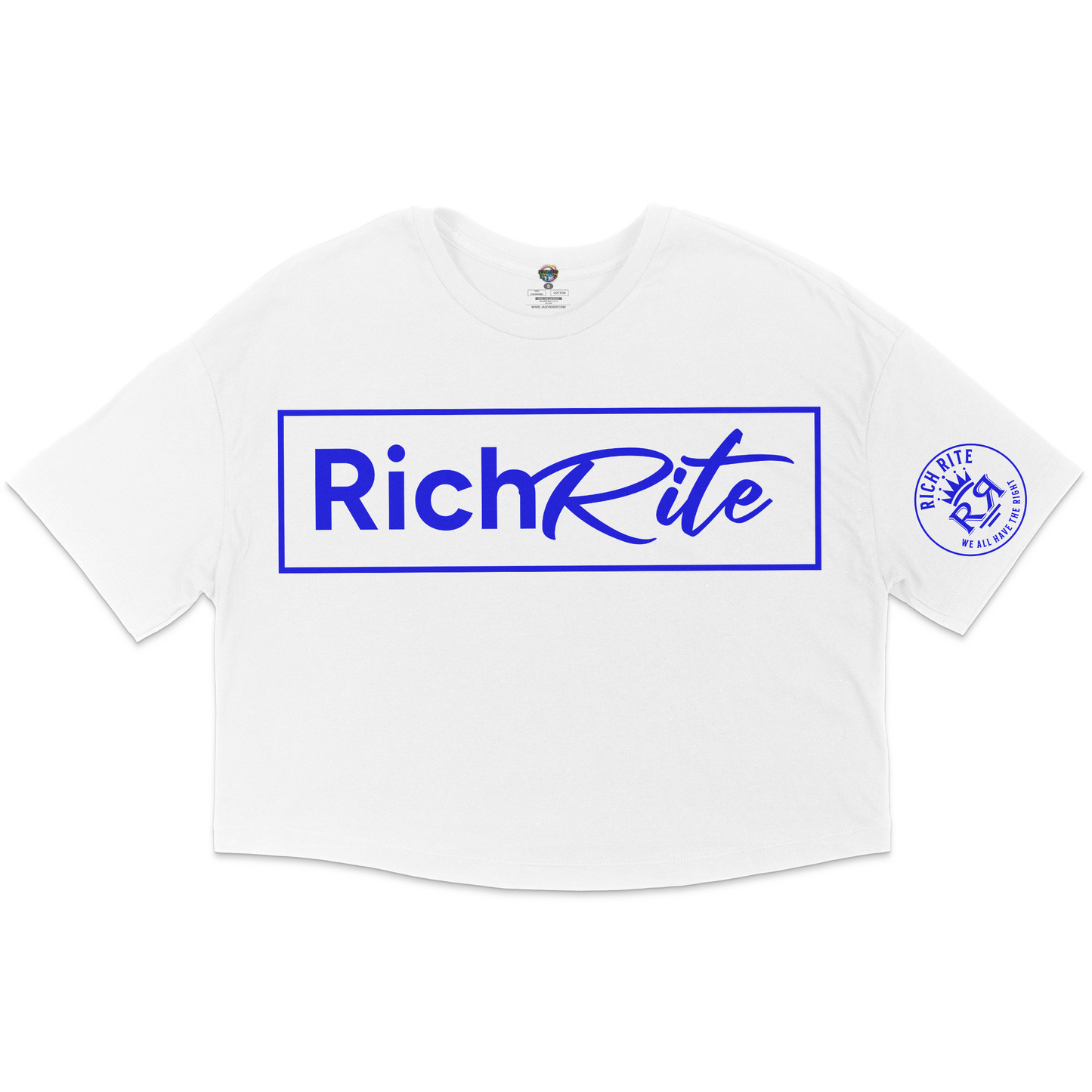 Rich Rite Blue Logo Jersey Cropped T-Shirt