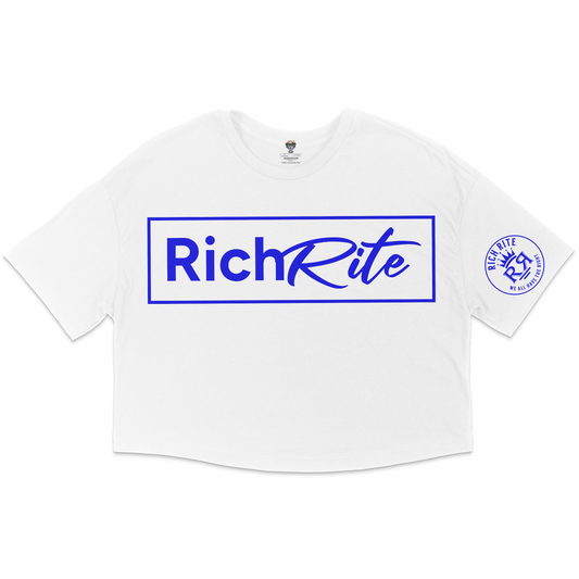 Rich Rite Blue Logo Jersey Cropped T-Shirt