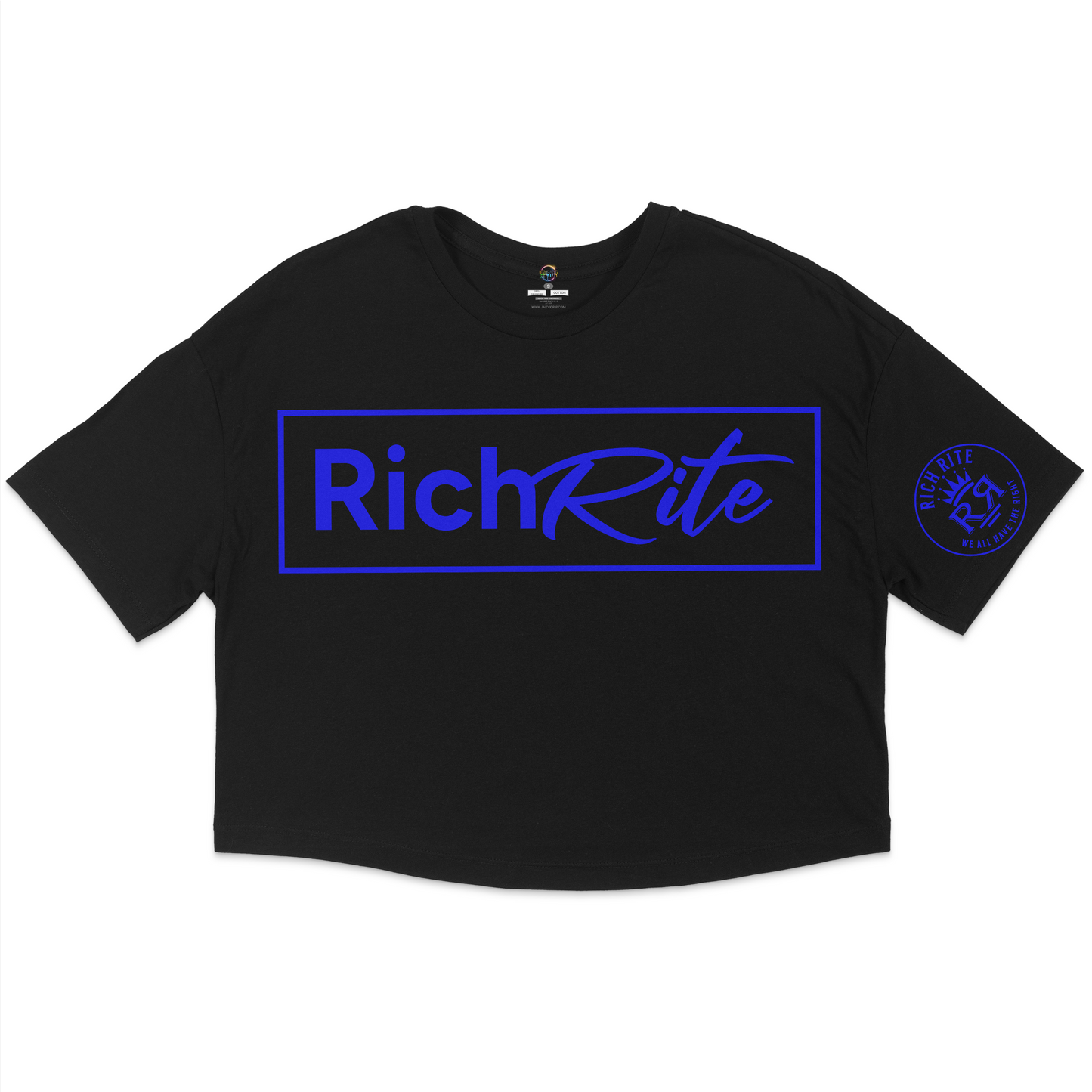 Rich Rite Blue Logo Jersey Cropped T-Shirt