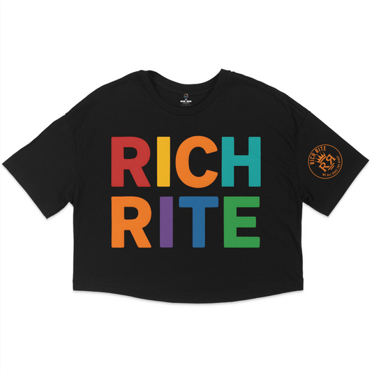 Rich Rite Colorful Logo Jersey Cropped T-Shirt
