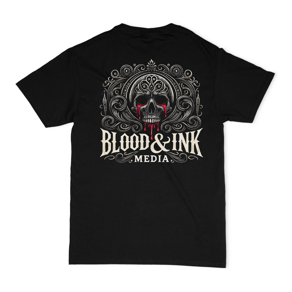 Blood and Ink Media Skull Front and Back Unisex T-Shirt