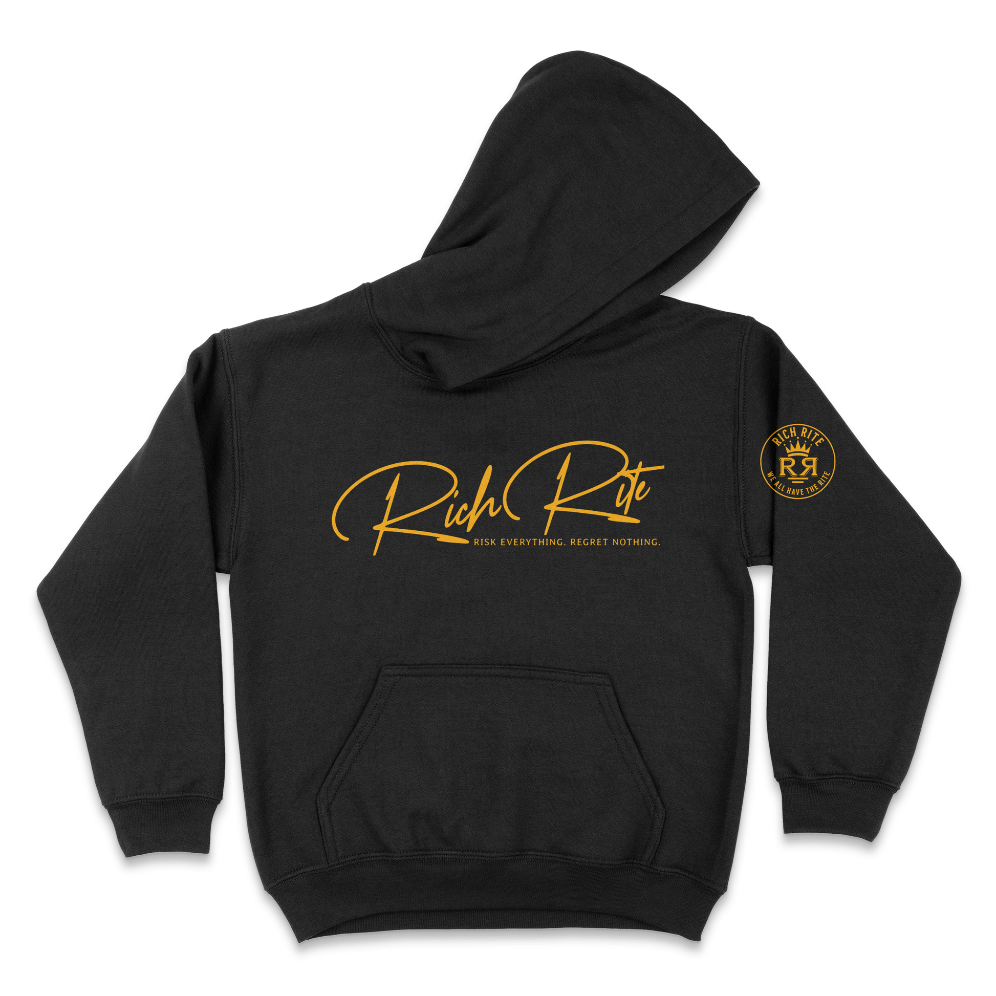 Rich Rite Risk Everything Regret Nothing Kid's Unisex Hoodie