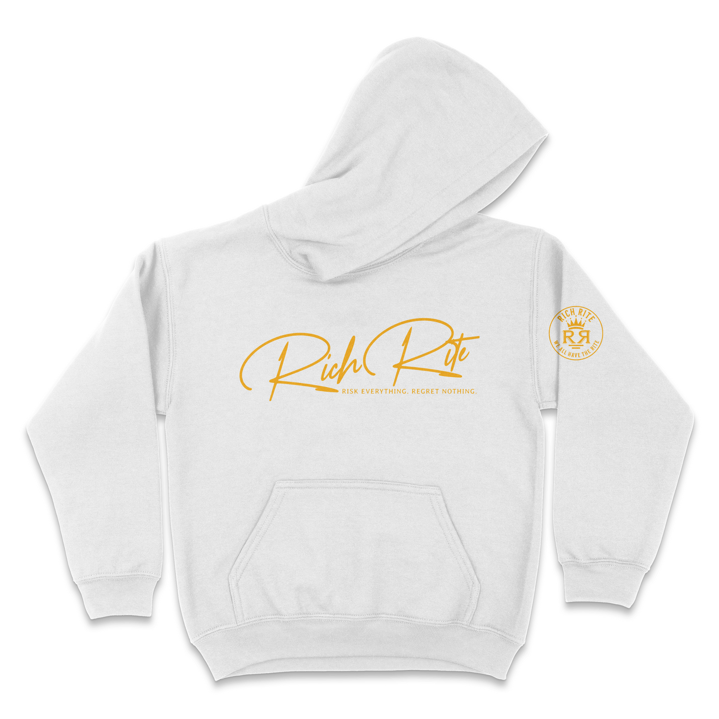 Rich Rite Risk Everything Regret Nothing Kid's Unisex Hoodie