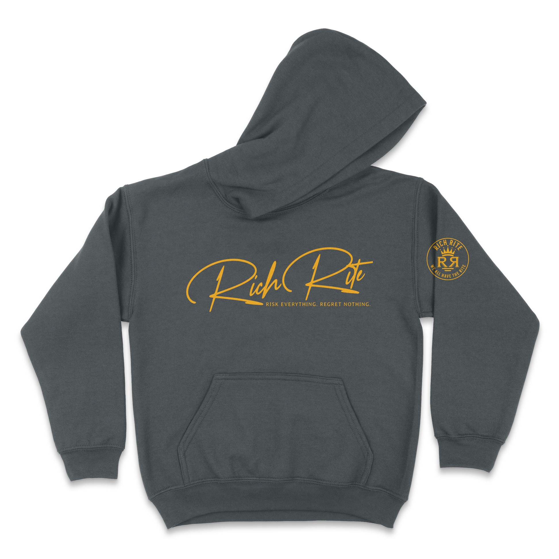 Rich Rite Risk Everything Regret Nothing Kid's Unisex Hoodie