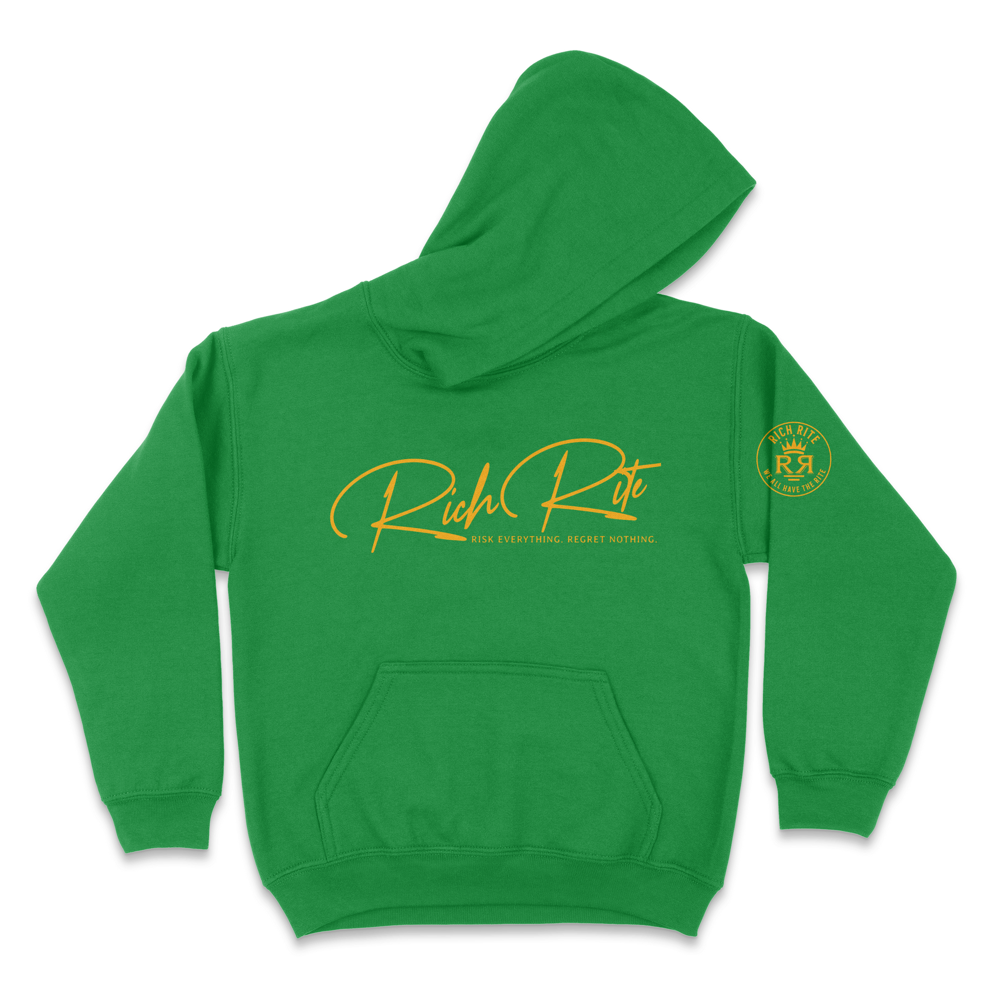 Rich Rite Risk Everything Regret Nothing Kid's Unisex Hoodie