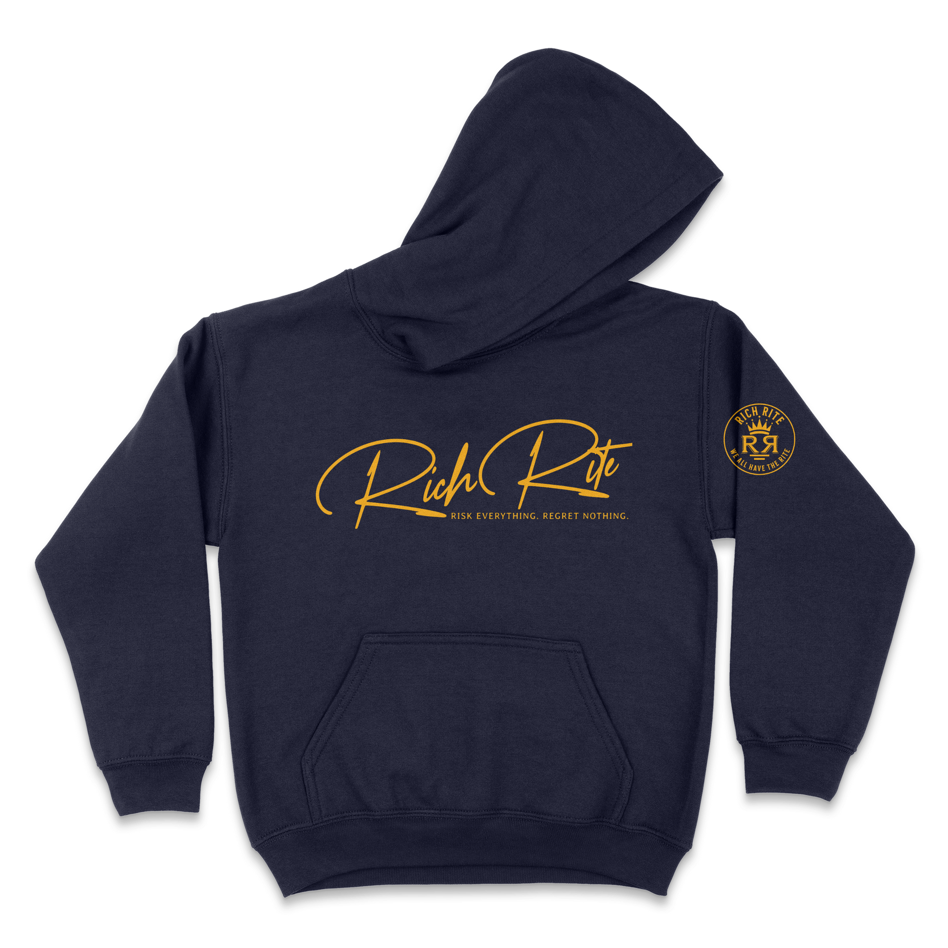 Rich Rite Risk Everything Regret Nothing Kid's Unisex Hoodie