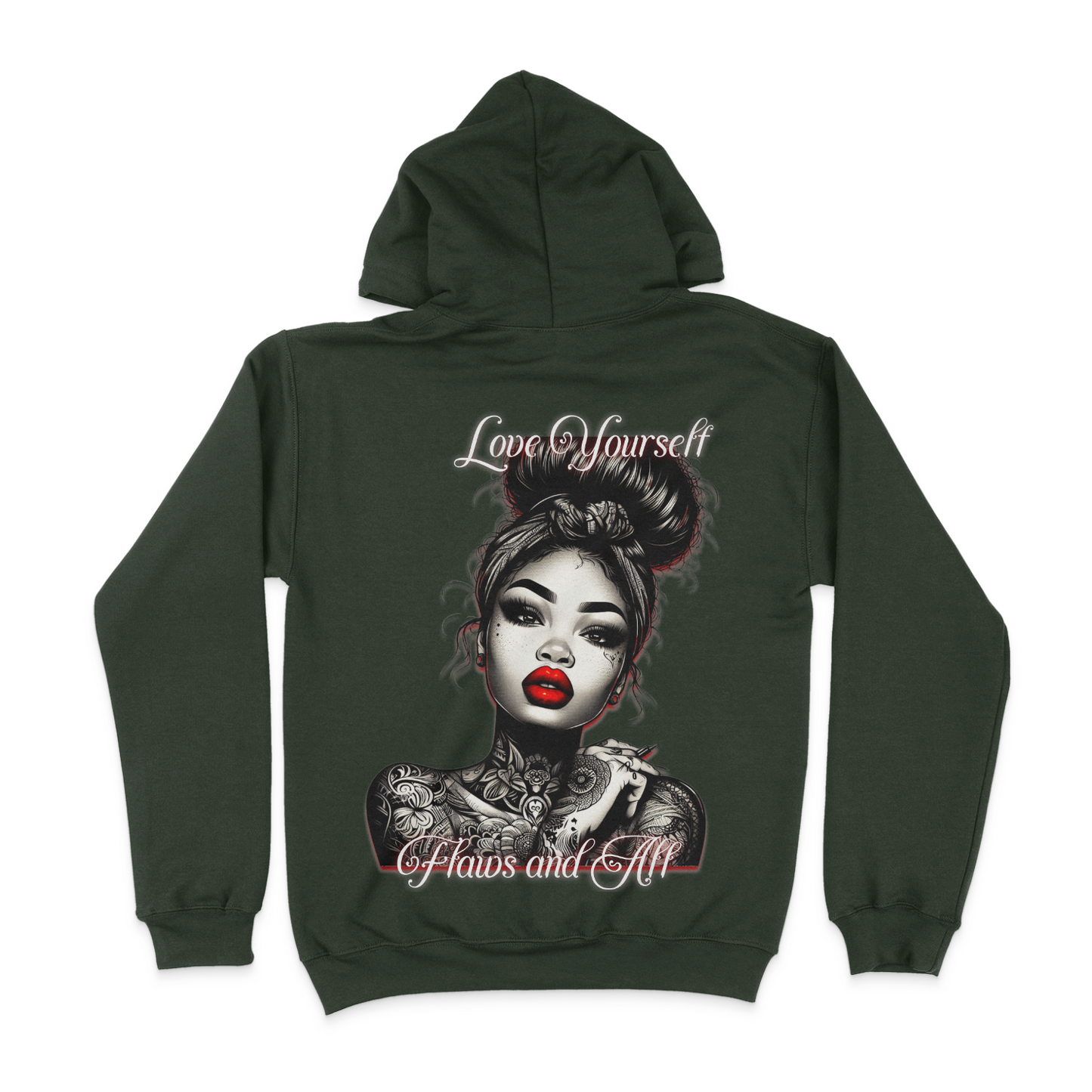 Love Yourself Flaws and All Unisex Hoodie (BACK DESIGN)