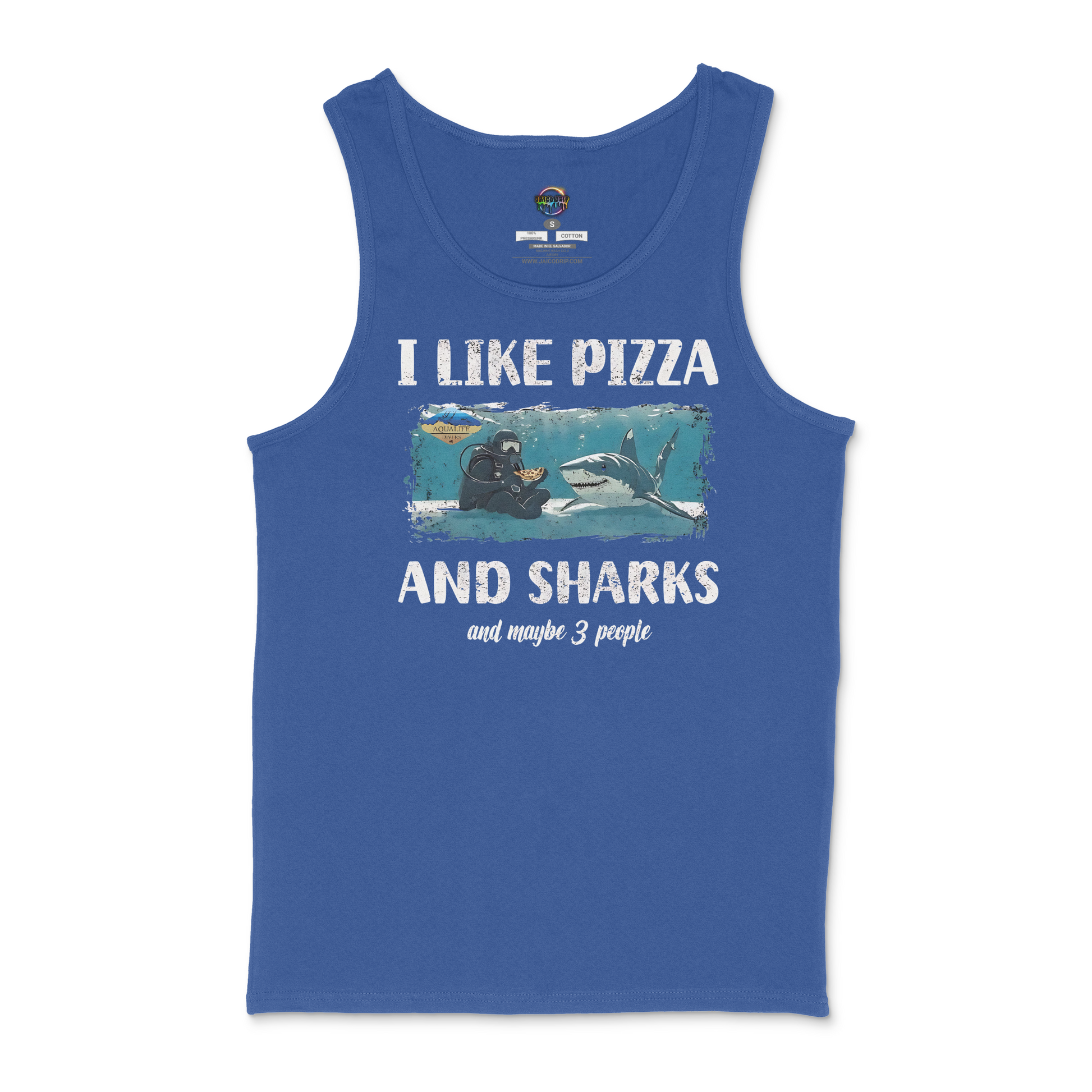 I Like Pizza abd Sharks AquaLife Divers Unisex Tank