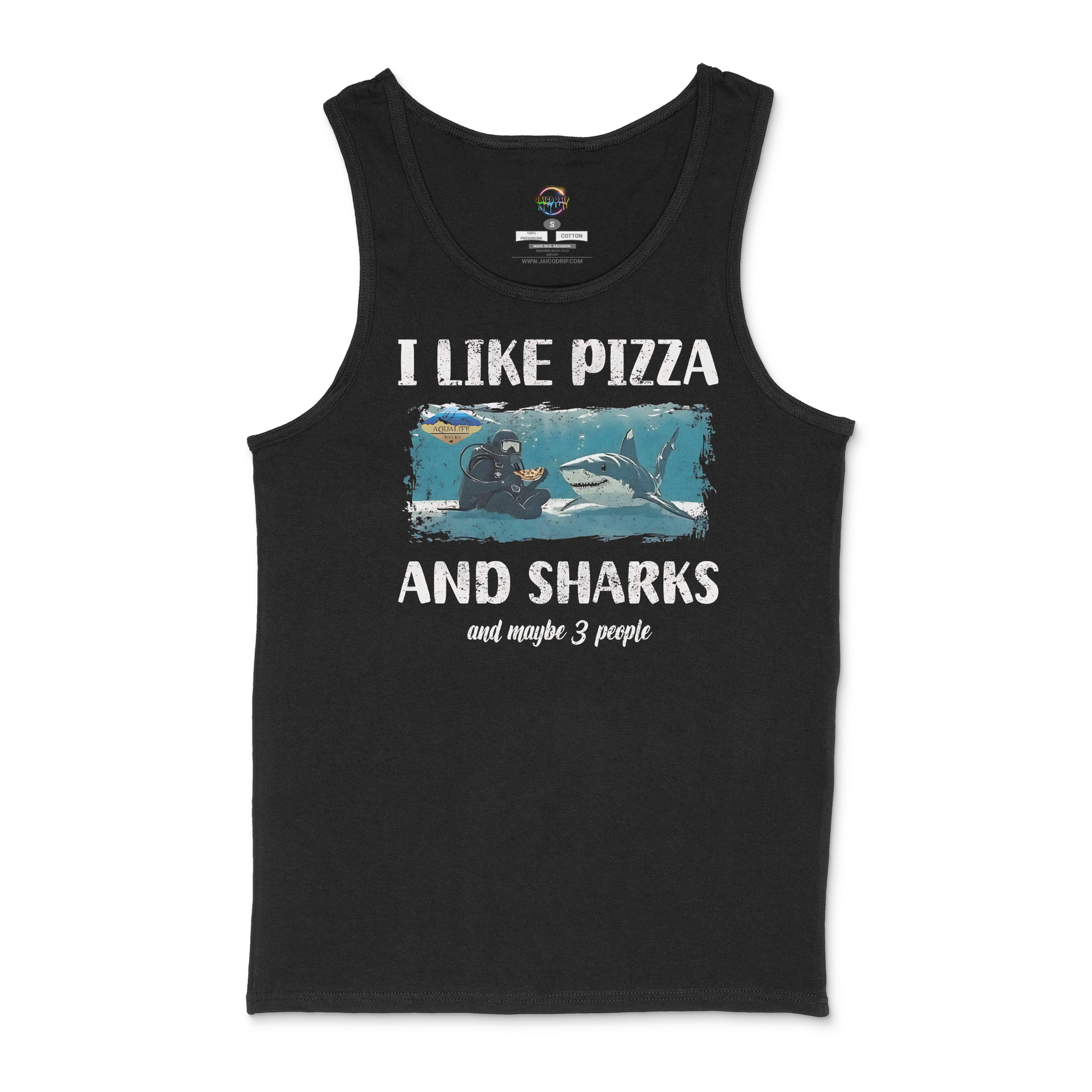 I Like Pizza abd Sharks AquaLife Divers Unisex Tank