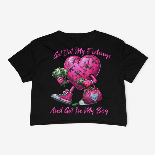 Got Out My Feelings And Got In My Bag Relaxed Fit Cropped Graphic T-shirt