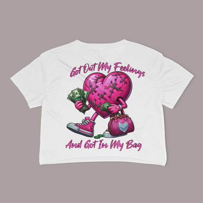 Got Out My Feelings And Got In My Bag Relaxed Fit Cropped Graphic T-shirt