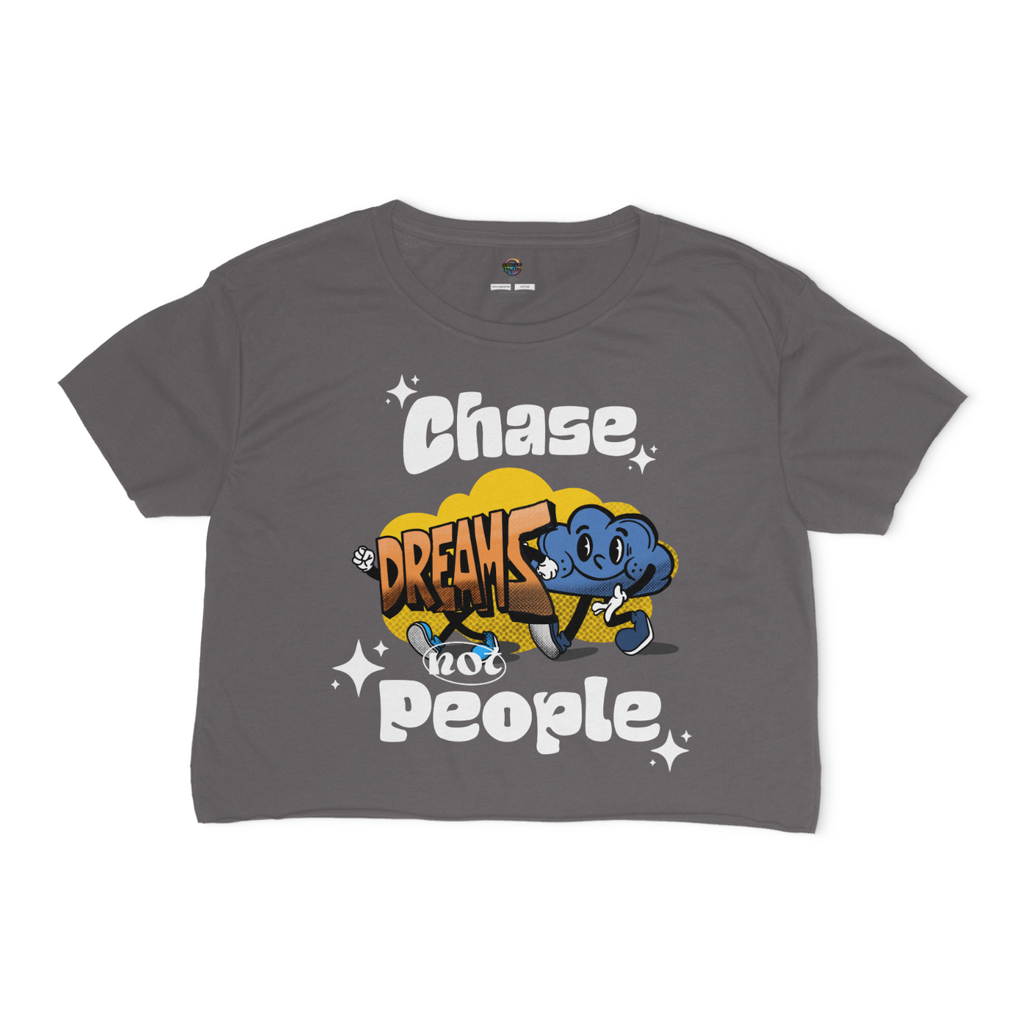 Chase Dreams Not People Relaxed Fit Cropped Graphic Tshirt