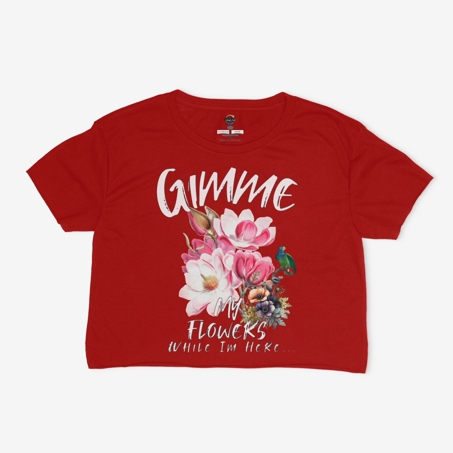 Gimme My Flowers While I'm Here Relaxed Fit Cropped Graphic T-shirt