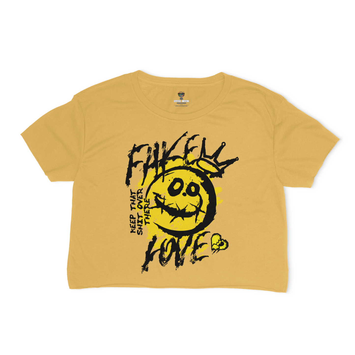 Fake Love Relaxed Fit Cropped Graphic T-shirt