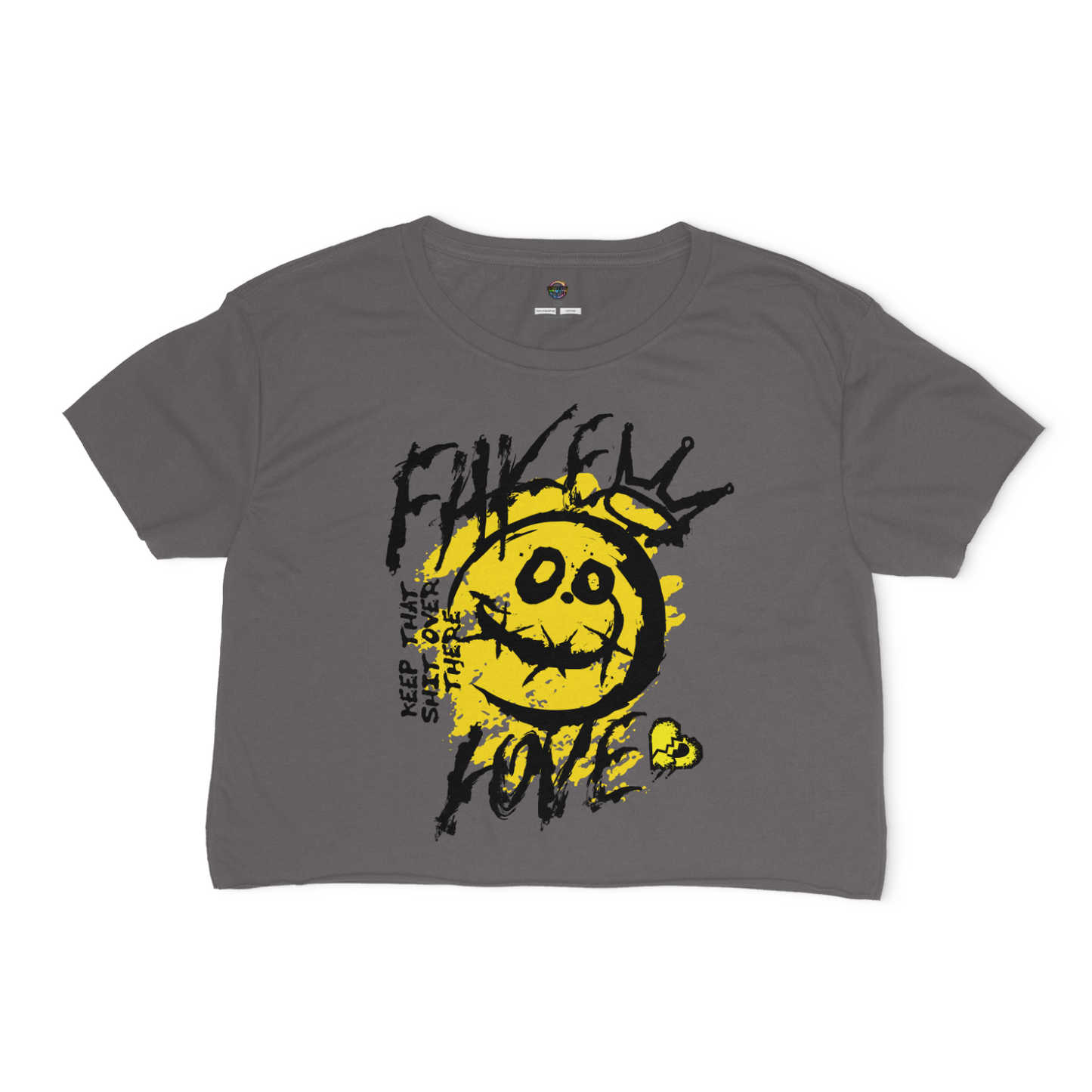 Fake Love Relaxed Fit Cropped Graphic T-shirt