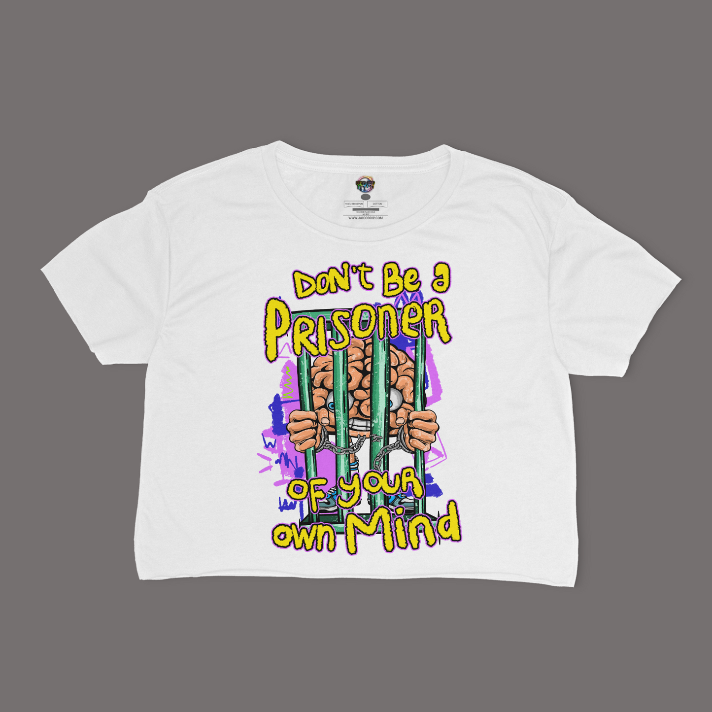 Don't Be A Prisoner Of Your Own Mind Relaxed Fit Cropped Graphic T-shirt