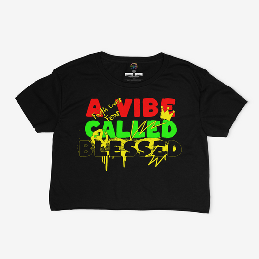 A Vibe Called Blessed Relaxed Fit Cropped Graphic T-shirt