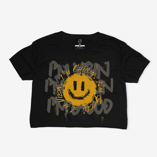 I'm Vibin, Chilin, Good Cropped Relaxed Fit Graphic T-Shirt