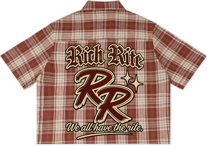 Rich Rite Button Up Plaid Unisex Short Sleeve Shirt. ***PLEASE ALLOW UP TO 2 WEEKS FOR DELIVERY FOR THIS ITEM***
