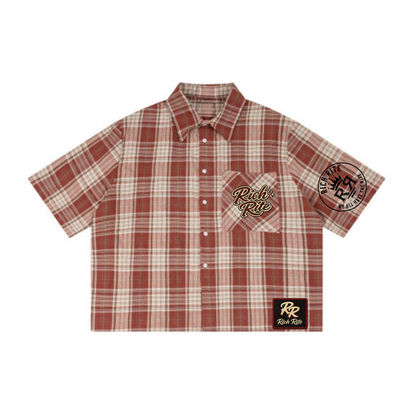 Rich Rite Button Up Plaid Unisex Short Sleeve Shirt. ***PLEASE ALLOW UP TO 2 WEEKS FOR DELIVERY FOR THIS ITEM***